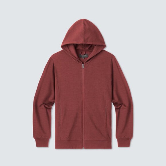Unbound Merino Men's Compact Travel Hoodie - Oxblood Small - Picture 3 of 9